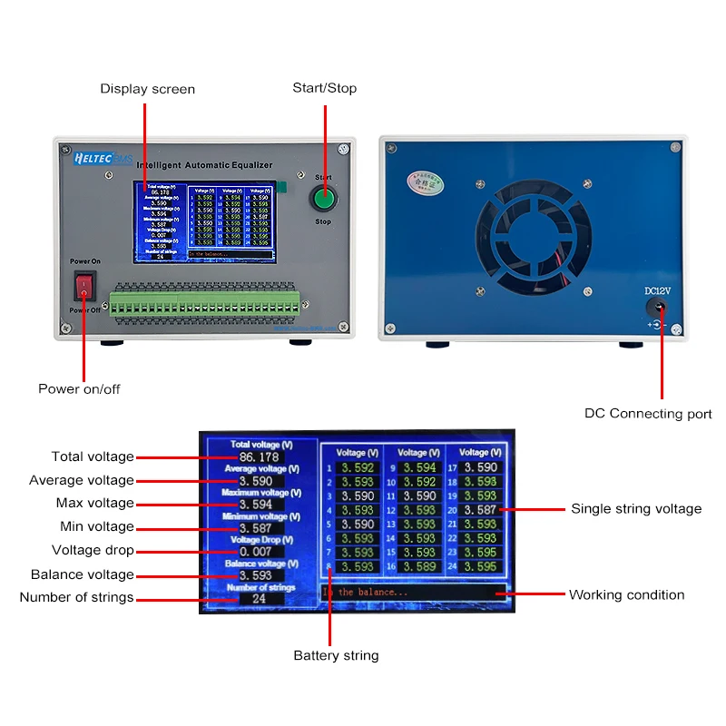 Heltec 1S-24S Lithium Battery Pack Single Cell Measurement Series String Voltage Intelligent Automatic Equalizer Li-ion Lifepo4