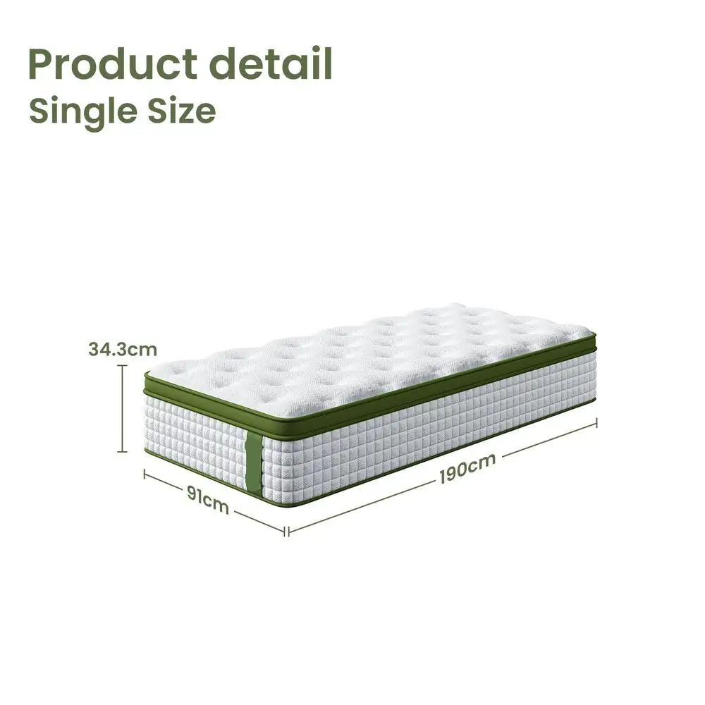 Single 34cm Latex Hybrid Mattress Medium Firm 5 Zone Pocket Spring for pressure Relief Motion Isolation Bed Mattress