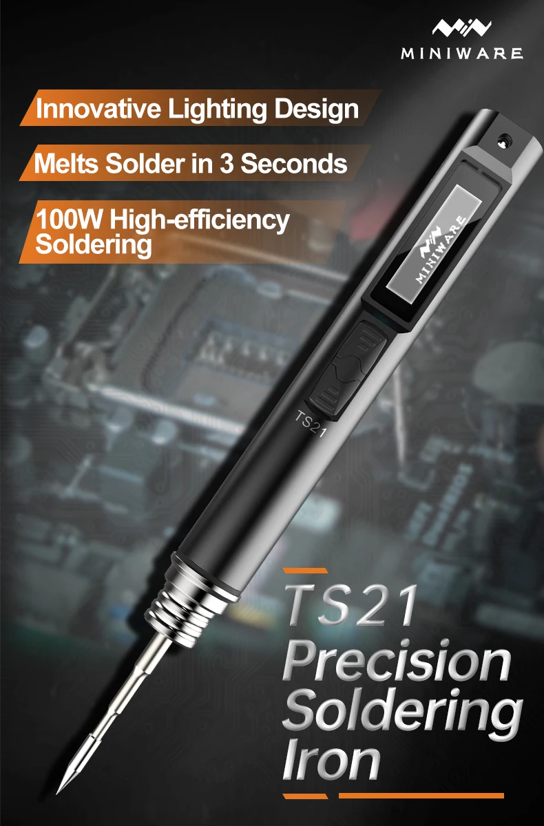 New Original MINIWARE TS21 Soldering Iron Fill Light Digital OLED Screen Multi-Language Smart Sensing Sleep Function Welding Pen DIY Tool Australia Local shipping