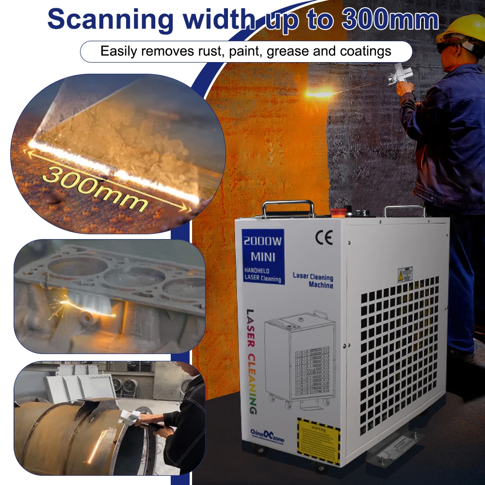 3000W Relfar Laser Cleaning Machine Rust Removal Cleaning Width 300MM Rust Removing for Oil Paint Metal Cleaning