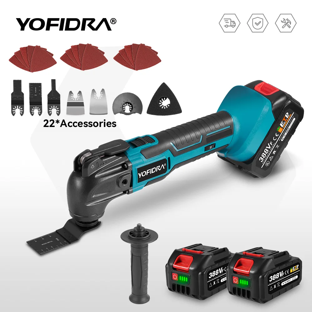 YOFIDRA 6 Gears Oscillating Multi-tool With 20,000 OPM Electric woodworking Renovator Trimmer Saw Tool For Makita 21V Battery