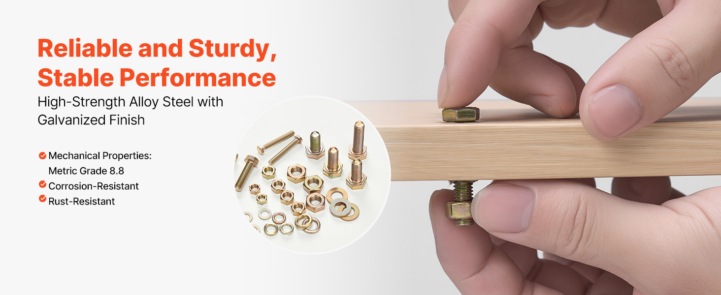 SucceBuy 906 Pcs Bolts and Nuts Assortment Kit Metric Machine Screws and Flat Washers Alloy Steel M4 / M5 / M6/ M8 Multiple Size