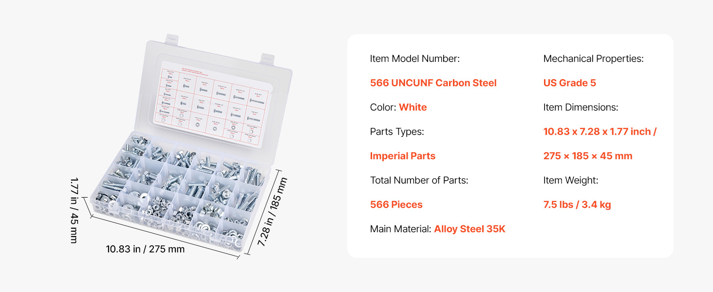 SucceBuy 906 Pcs Bolts and Nuts Assortment Kit Metric Machine Screws and Flat Washers Alloy Steel M4 / M5 / M6/ M8 Multiple Size