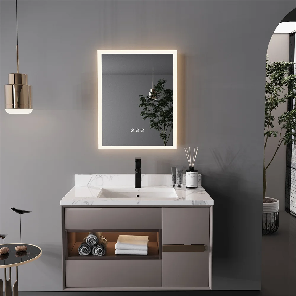 LUVODI Wall Mounted LED Bathroom Mirror Smart Touch Vanity Makeup Mirror with 3 Color Dimmable Feature And Defog Function