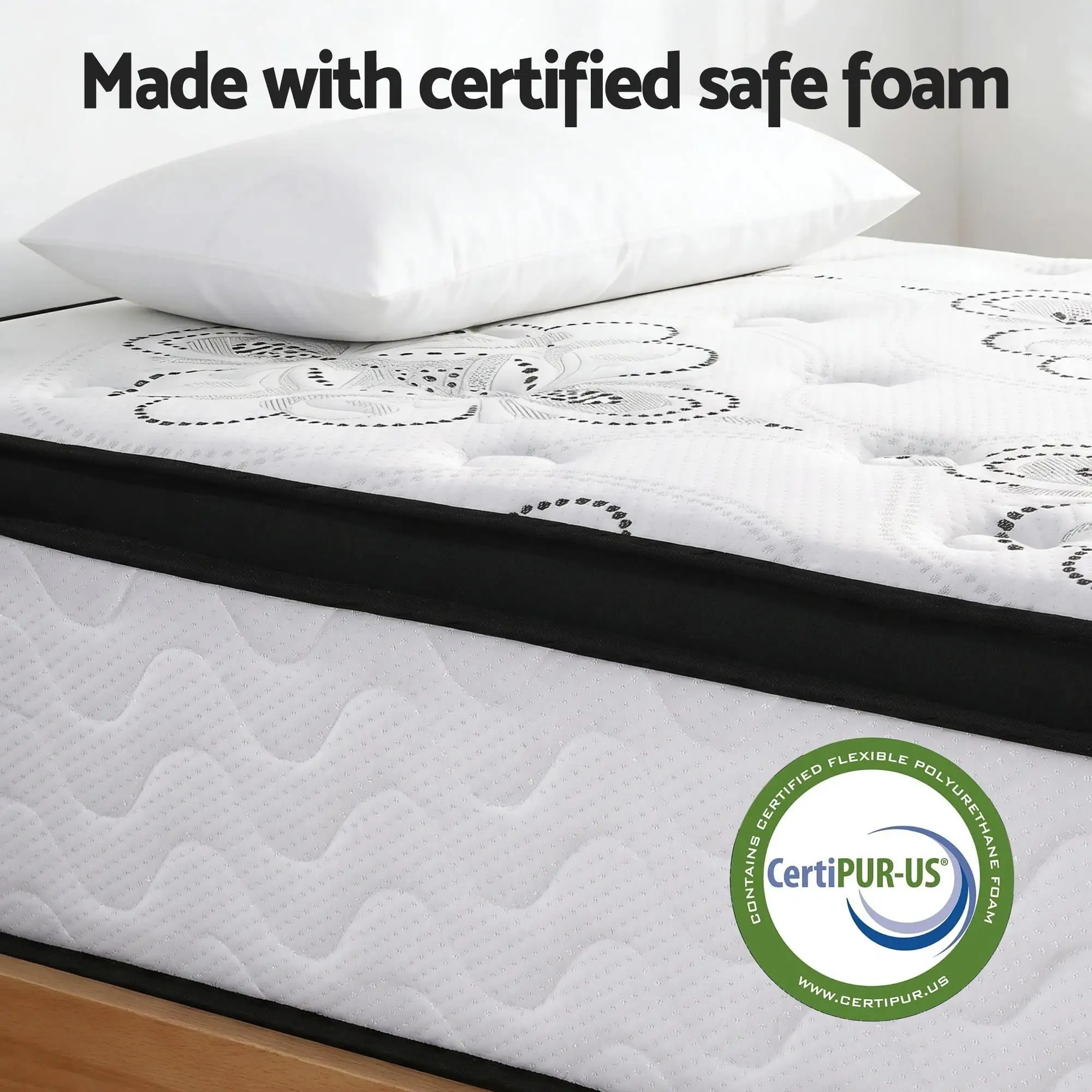 King Single Mattress 30cm Pocket Spring Euro Top Medium Firm Foam Comfort Support Bed Mattress