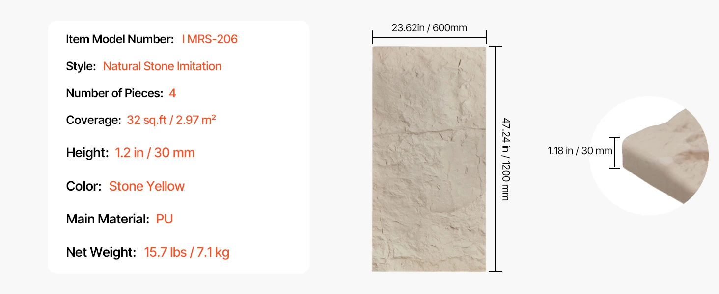 SucceBuy 3D Wall Panels 4 Pack 48 x 24 inch PU Natural Stone Imitation Wall Art Tiles Interior Home Decor for Ceiling Bedroom