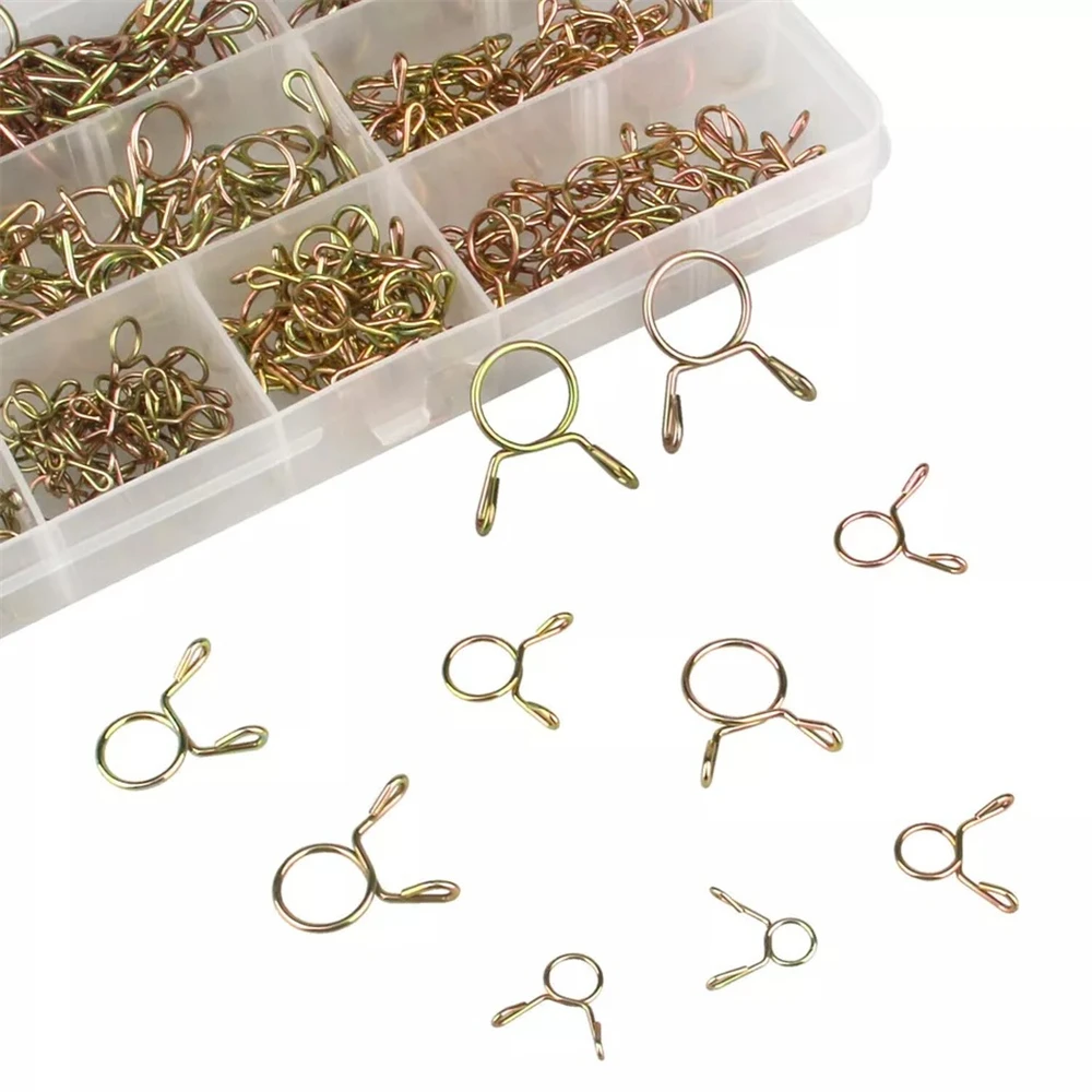 250Pcs Fuel Line Hose Tubing Spring Clips Clamps Assortment Kit for Motorcycle