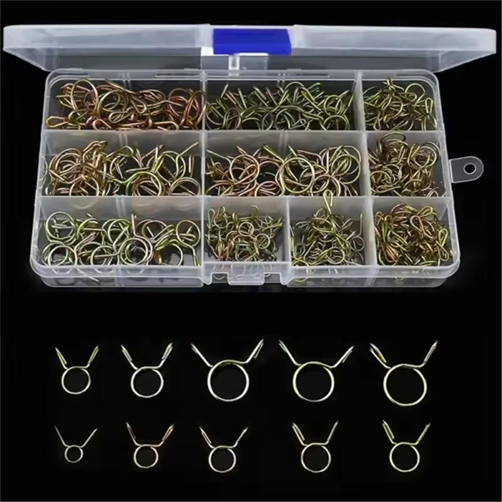 250Pcs Fuel Line Hose Tubing Spring Clips Clamps Assortment Kit for Motorcycle