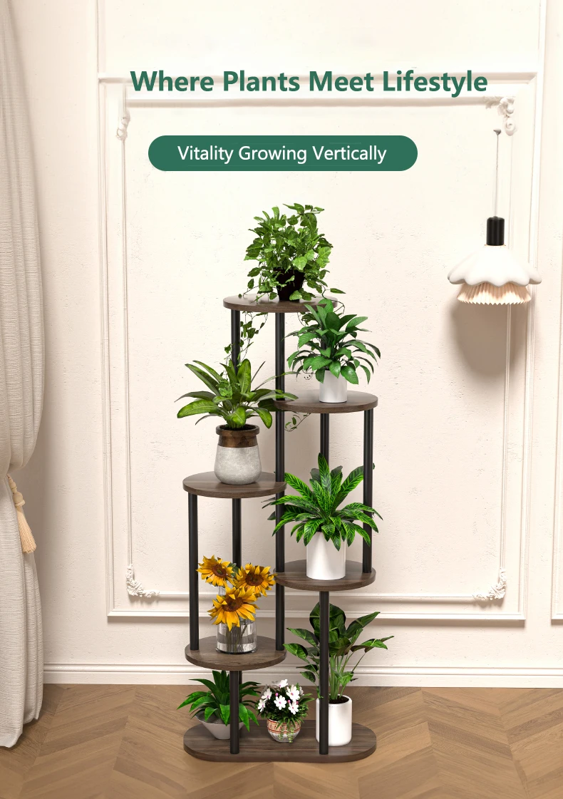 Plant Stand With Tiered Shelves - Indoor/Outdoor Display Rack For Garden, Patio & Home - Brushed Texture Multi-Functional Shelf