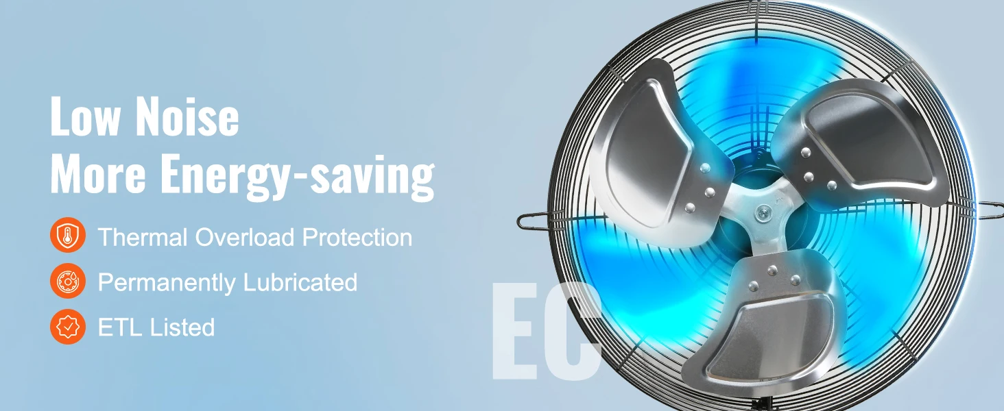 SucceBuy Shutter Exhaust Fan 12'' with Temperature Humidity Controller EC/AC-motor 940 CFM 10 Speed Adjustable Wall Mount Attic