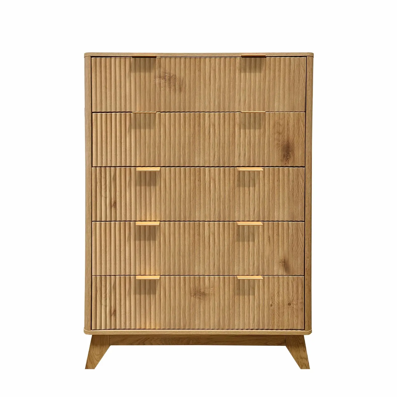 New Tall Dresser, Wood Chest of Drawers, 5 Drawer Waveform Fluted Panel Dresser, Modern Dressers for Storage Drawers Clothes, fo