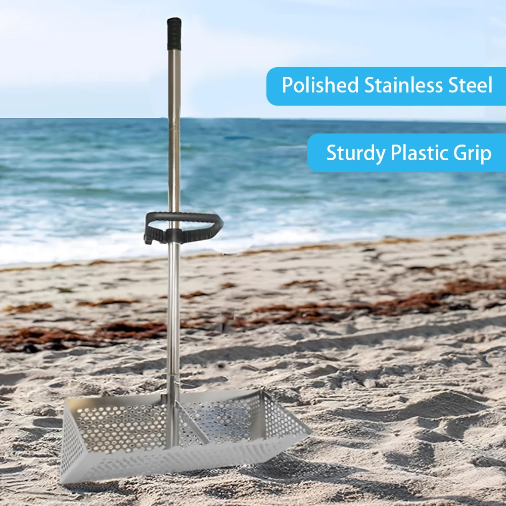 Stainless Steel Sand Screen Foldable Beach Shark Tooth Screen Shell Shovel Sand Filting Rake Beach Shovel And Screening Gear