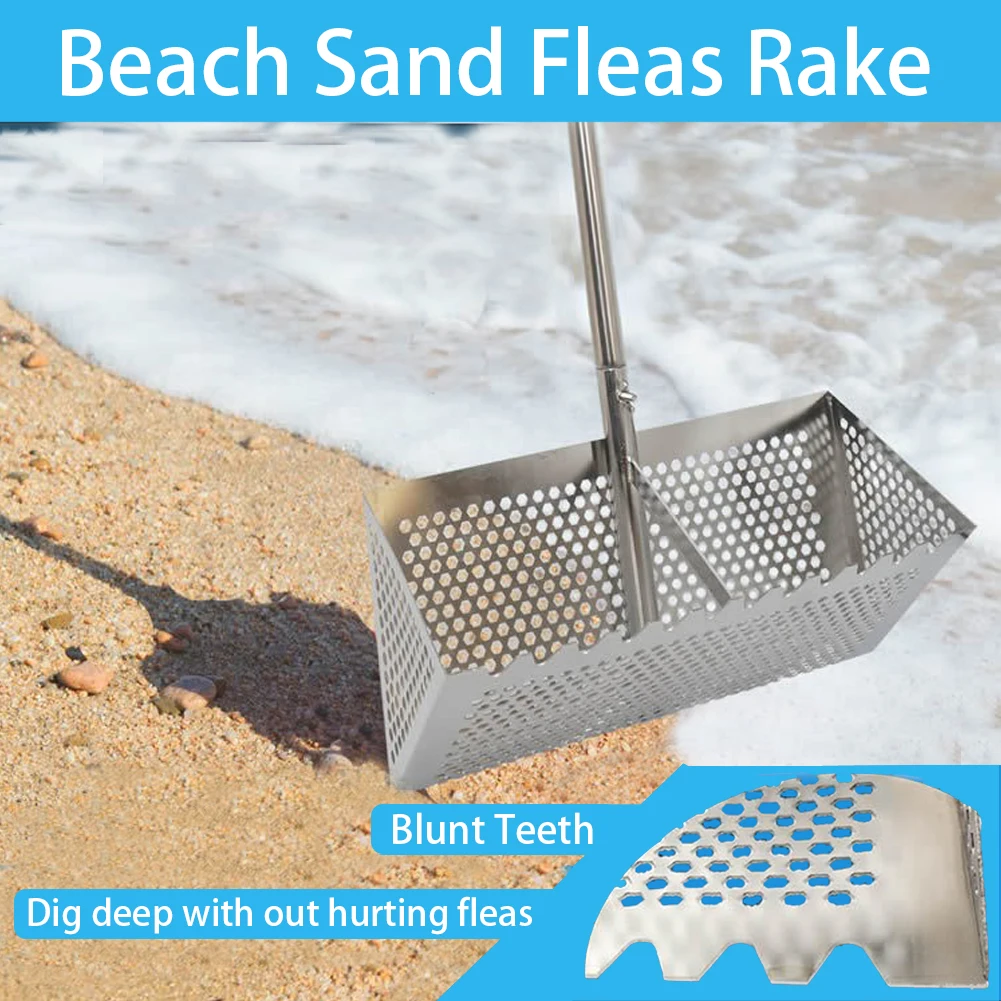 Stainless Steel Sand Screen Foldable Beach Shark Tooth Screen Shell Shovel Sand Filting Rake Beach Shovel And Screening Gear