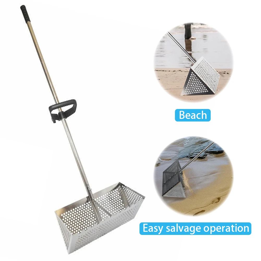 Stainless Steel Sand Screen Foldable Beach Shark Tooth Screen Shell Shovel Sand Filting Rake Beach Shovel And Screening Gear