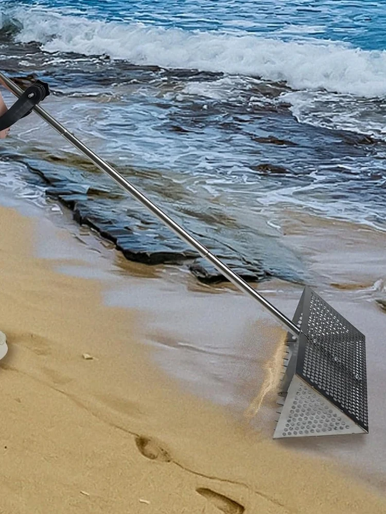 Stainless Steel Sand Screen Foldable Beach Shark Tooth Screen Shell Shovel Sand Filting Rake Beach Shovel And Screening Gear