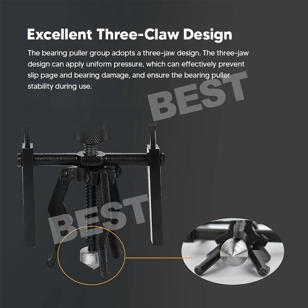 3 Jaw Pilot Bearing Puller Inner Wheel Gear Extractor Bushing Remover Tool Kit