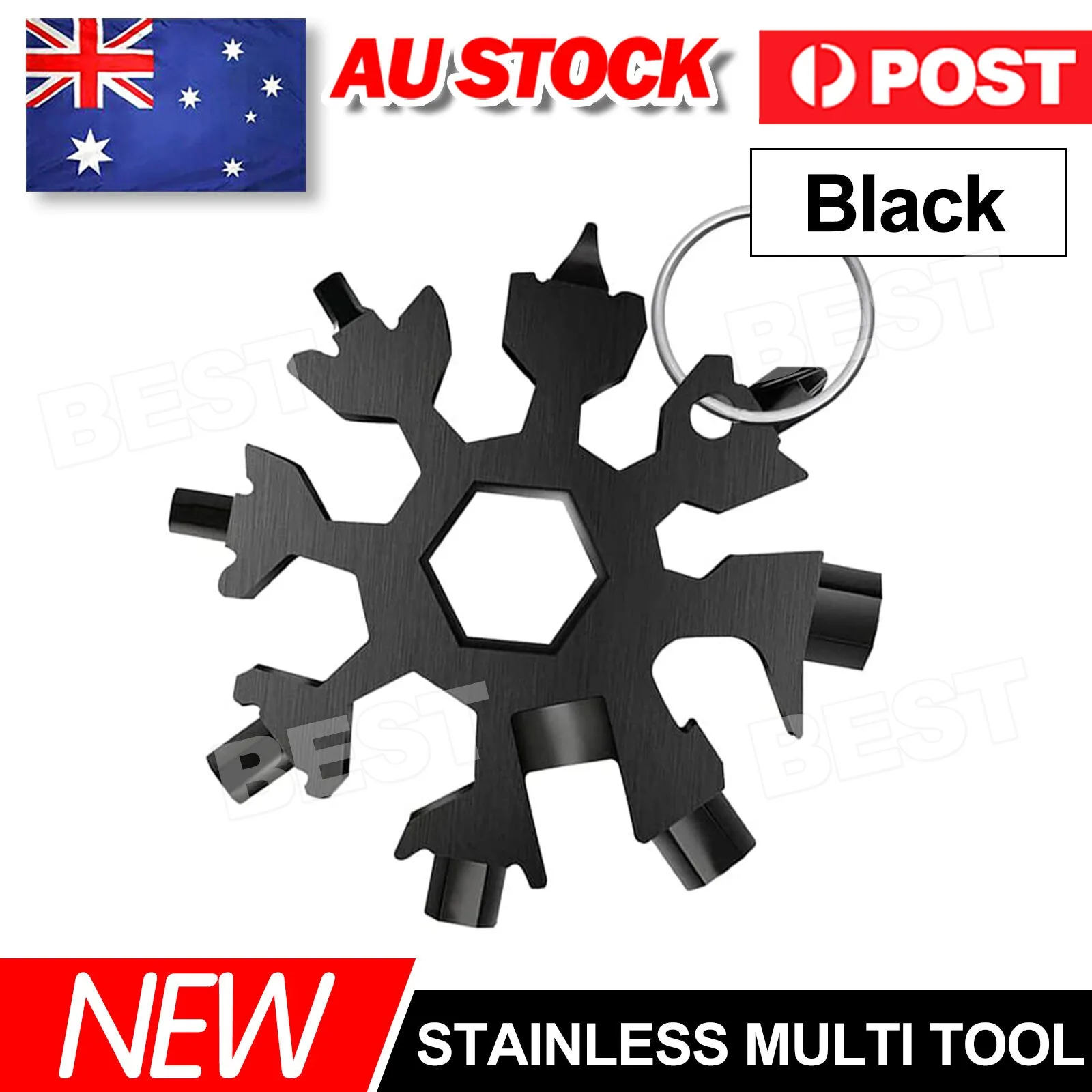 Stainless Multi Tool Snowflake Shape Keychain Universal Screw Wrench Pocket Tool
