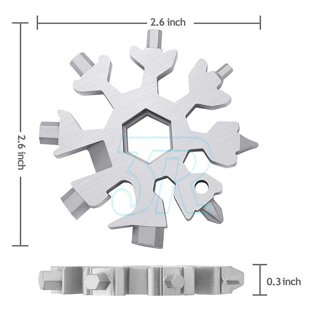 Stainless Multi Tool Snowflake Shape Keychain Universal Screw Wrench Pocket Tool