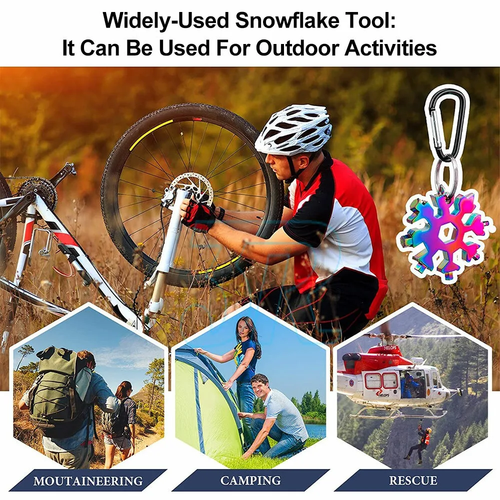 Stainless Multi Tool Snowflake Shape Keychain Universal Screw Wrench Pocket Tool