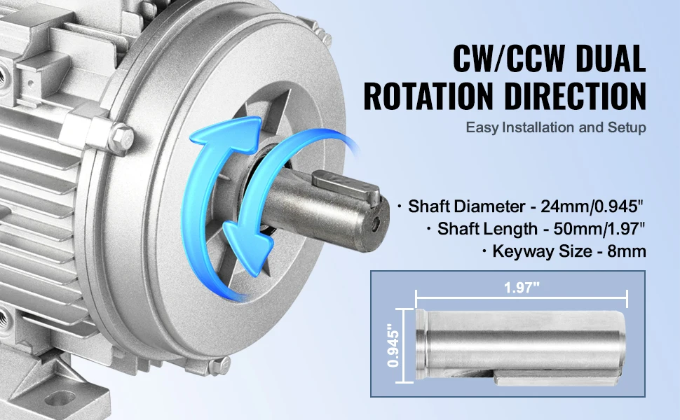 SucceBuy 1.1 KW Electric Motor AC Air Compressor Motor Single Phase 24 mm Keyed Shaft CW/CCW Rotation for Agricultural Machinery