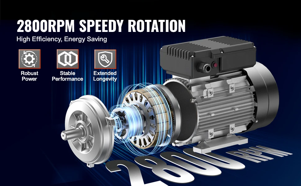 SucceBuy 1.1 KW Electric Motor AC Air Compressor Motor Single Phase 24 mm Keyed Shaft CW/CCW Rotation for Agricultural Machinery