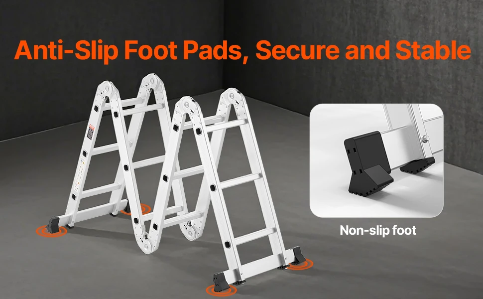 SucceBuy Multi-Purpose Folding Ladder 7- in -1 Tall Step Ladder A Frame Adjustable Telescoping Ladder for Household Outdoor Work