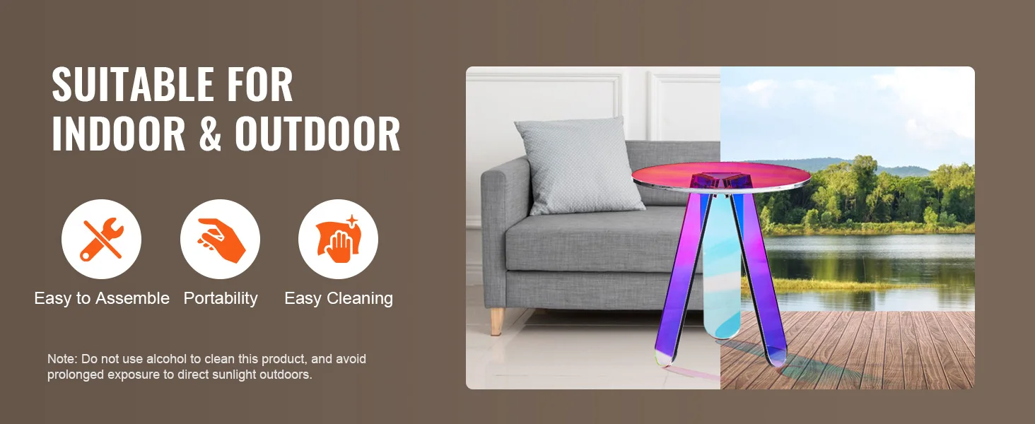 SucceBuy Acrylic End Table C-Shaped Lucite Side Table Clear Acrylic Side Table for Drink Food Snack used in Bedroom Living Room