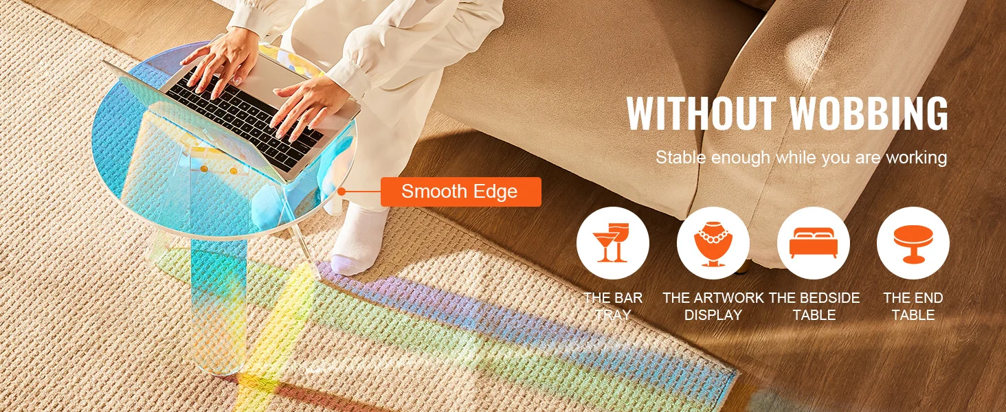 SucceBuy Acrylic End Table C-Shaped Lucite Side Table Clear Acrylic Side Table for Drink Food Snack used in Bedroom Living Room