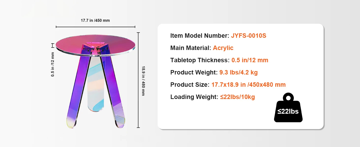 SucceBuy Acrylic End Table C-Shaped Lucite Side Table Clear Acrylic Side Table for Drink Food Snack used in Bedroom Living Room