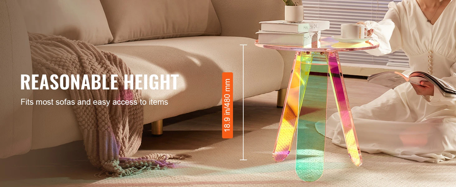 SucceBuy Acrylic End Table C-Shaped Lucite Side Table Clear Acrylic Side Table for Drink Food Snack used in Bedroom Living Room