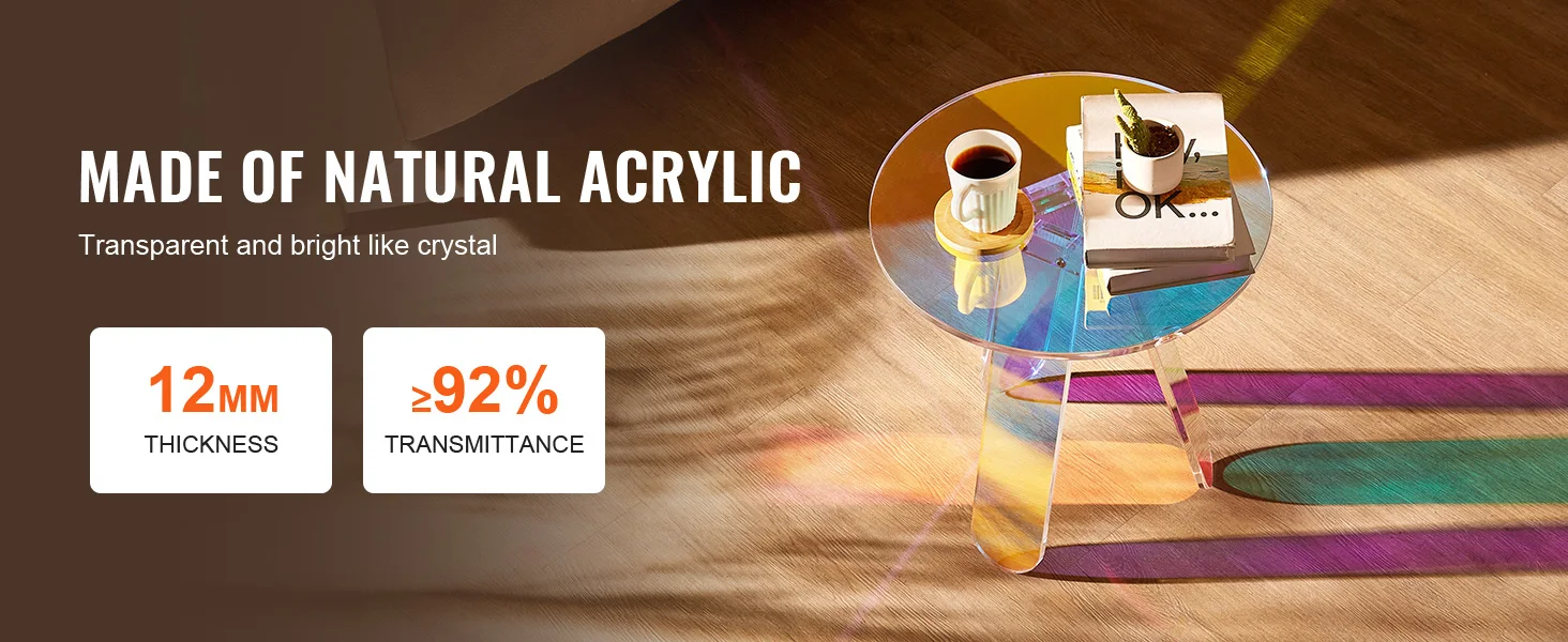 SucceBuy Acrylic End Table C-Shaped Lucite Side Table Clear Acrylic Side Table for Drink Food Snack used in Bedroom Living Room