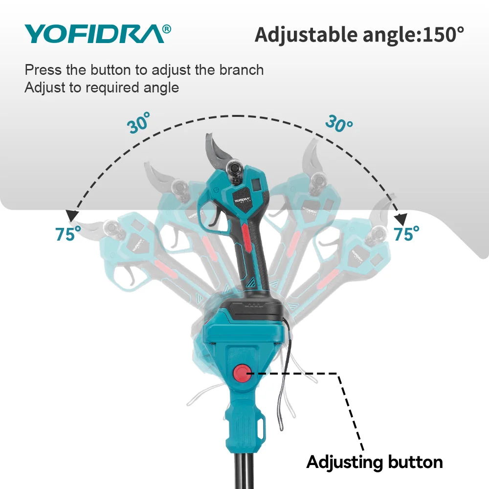 YOFIDRA 8 Inch Brushless Telescoping Pole Electric Chainsaw Scissors High Branch Garden Pruning Tool For Makita Battery Pin