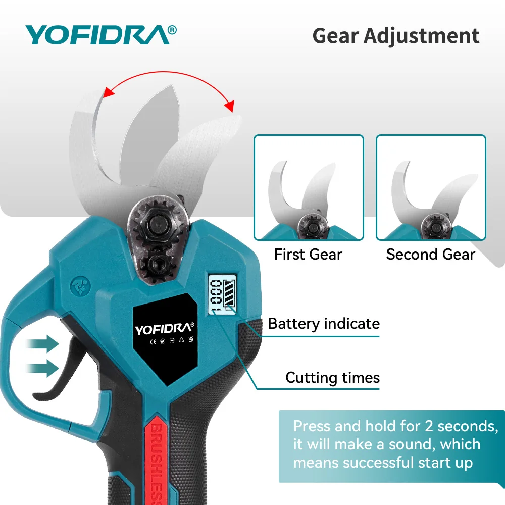 YOFIDRA 8 Inch Brushless Telescoping Pole Electric Chainsaw Scissors High Branch Garden Pruning Tool For Makita Battery Pin