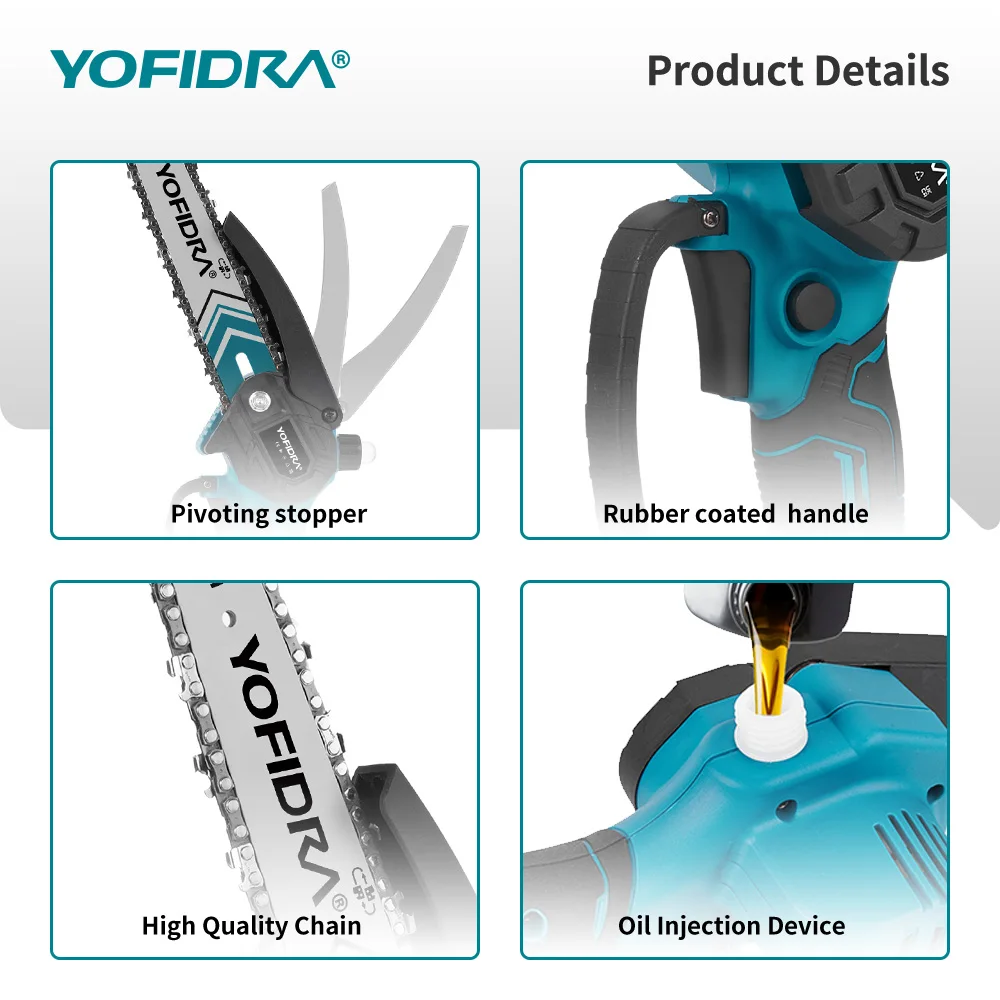 YOFIDRA 8 Inch Brushless Telescoping Pole Electric Chainsaw Scissors High Branch Garden Pruning Tool For Makita Battery Pin