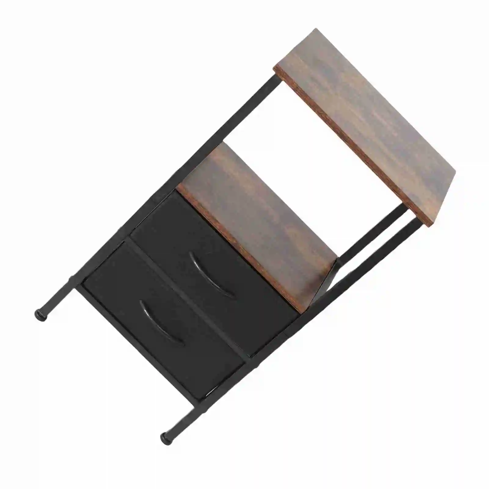 Night Stand for Bedroom MDF Carbon Steel Bedside Table with 2 Canvas Drawers for Living Room Dorm