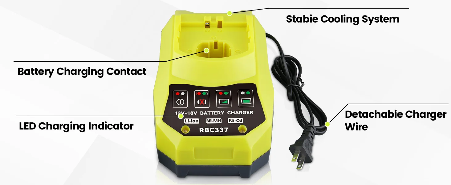 VINIDA P117 12-18V Charger Replacement for Ryobi 18V Battery Charger P117 P118 P118B P135 P166 140237023 140153004 Fast Charger