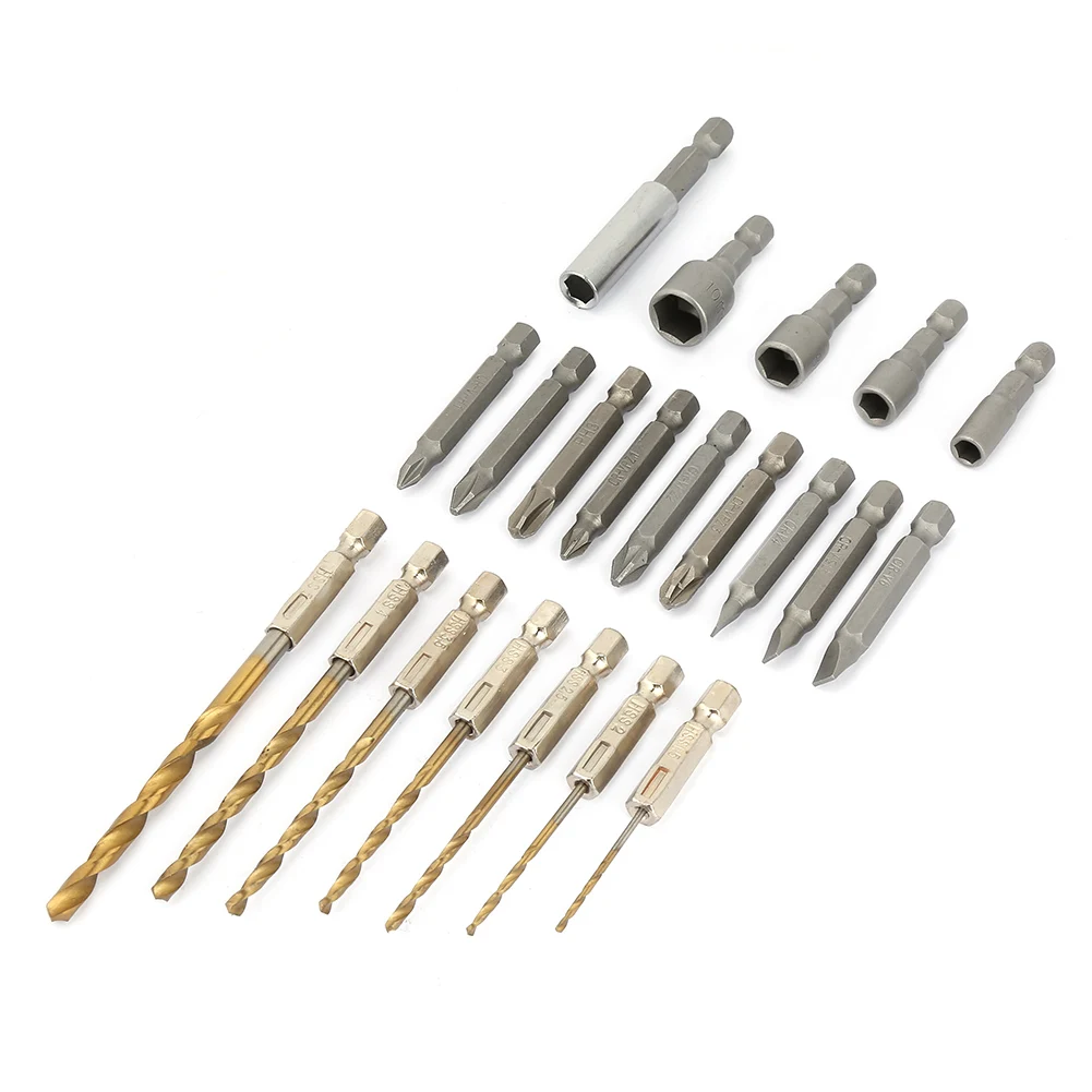 21PCS/set Screwdriver Bit Set 21-piece Professional Hex Shank Screwdriver and Drill Bit Set with Red Plastic Box