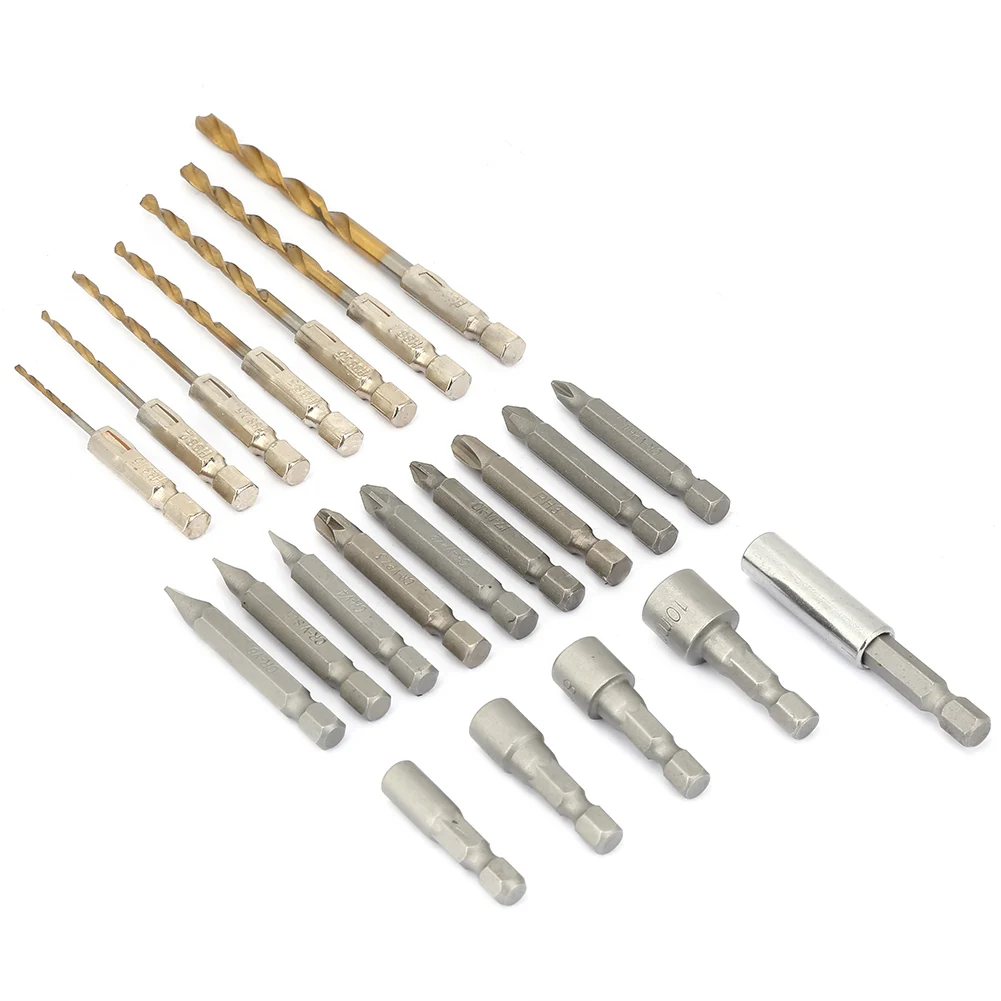 21PCS/set Screwdriver Bit Set 21-piece Professional Hex Shank Screwdriver and Drill Bit Set with Red Plastic Box
