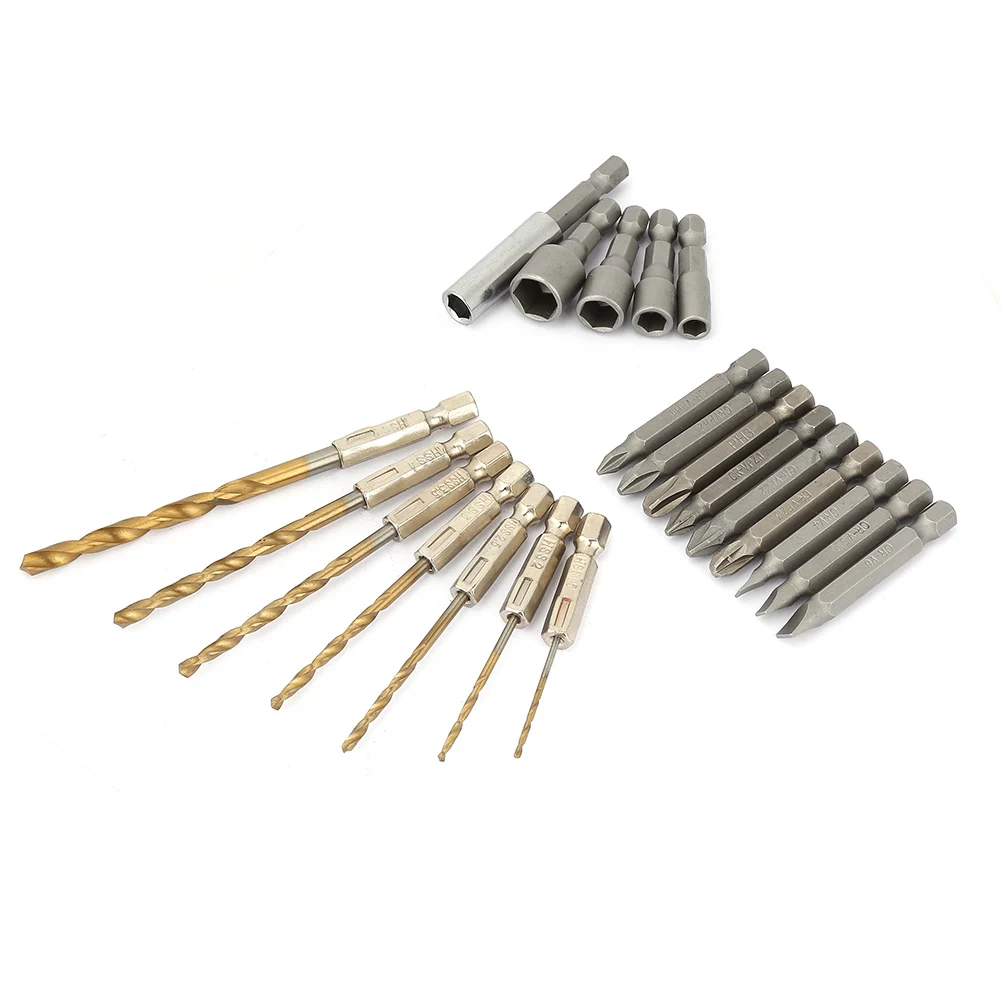 21PCS/set Screwdriver Bit Set 21-piece Professional Hex Shank Screwdriver and Drill Bit Set with Red Plastic Box