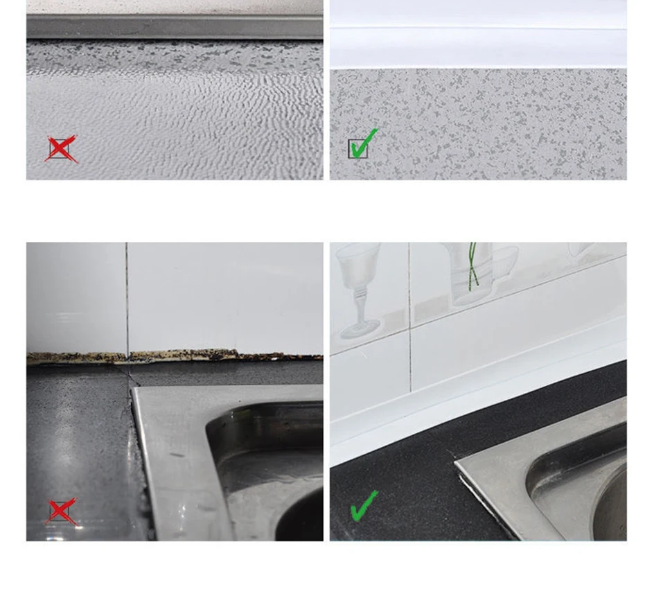 3.2M Bath Caulk Tape Self Adhesive PVC Oil-Proof Kitchen Sink Edge Corner Wall Sticker Waterproof Toilet Sealing Strip Tape