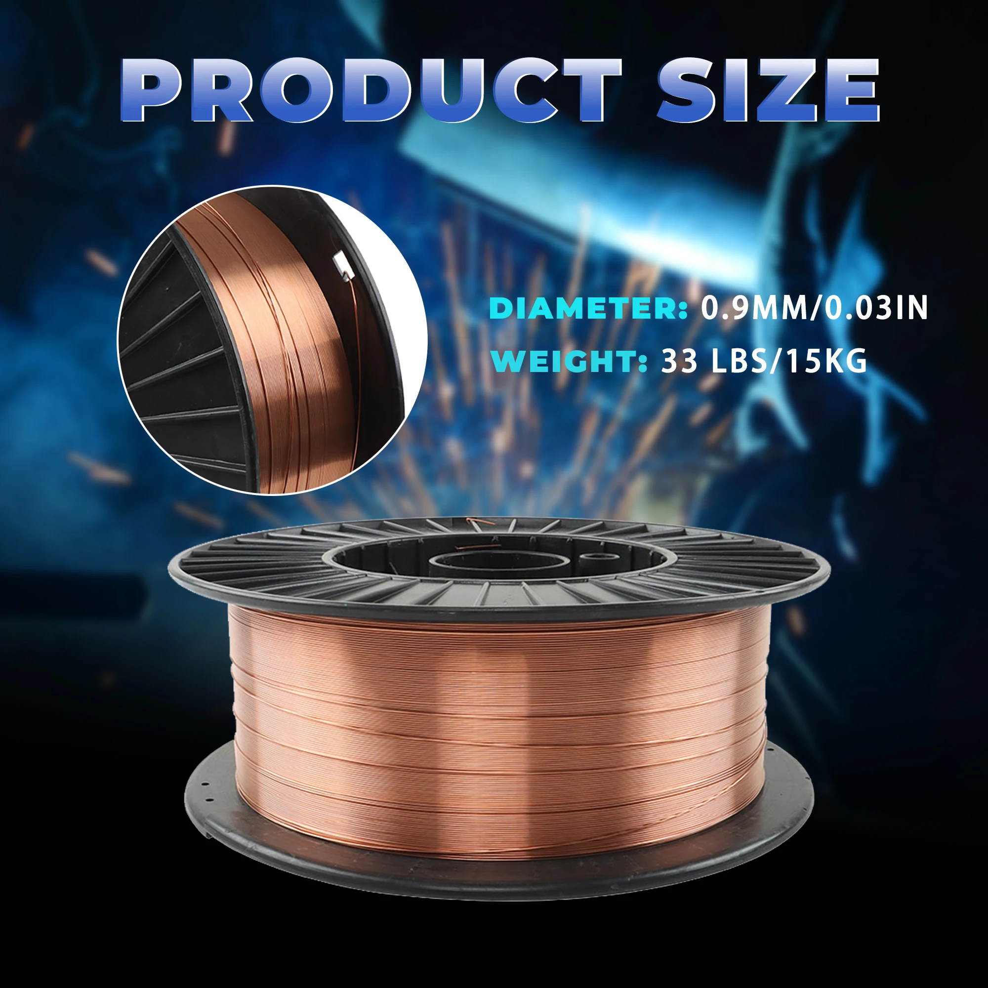 ER70S-6 Mild Steel 0.035 Inch MIG Welding Wire Low Splatter 33 Pound Spool Fit for All Position Gas Welding