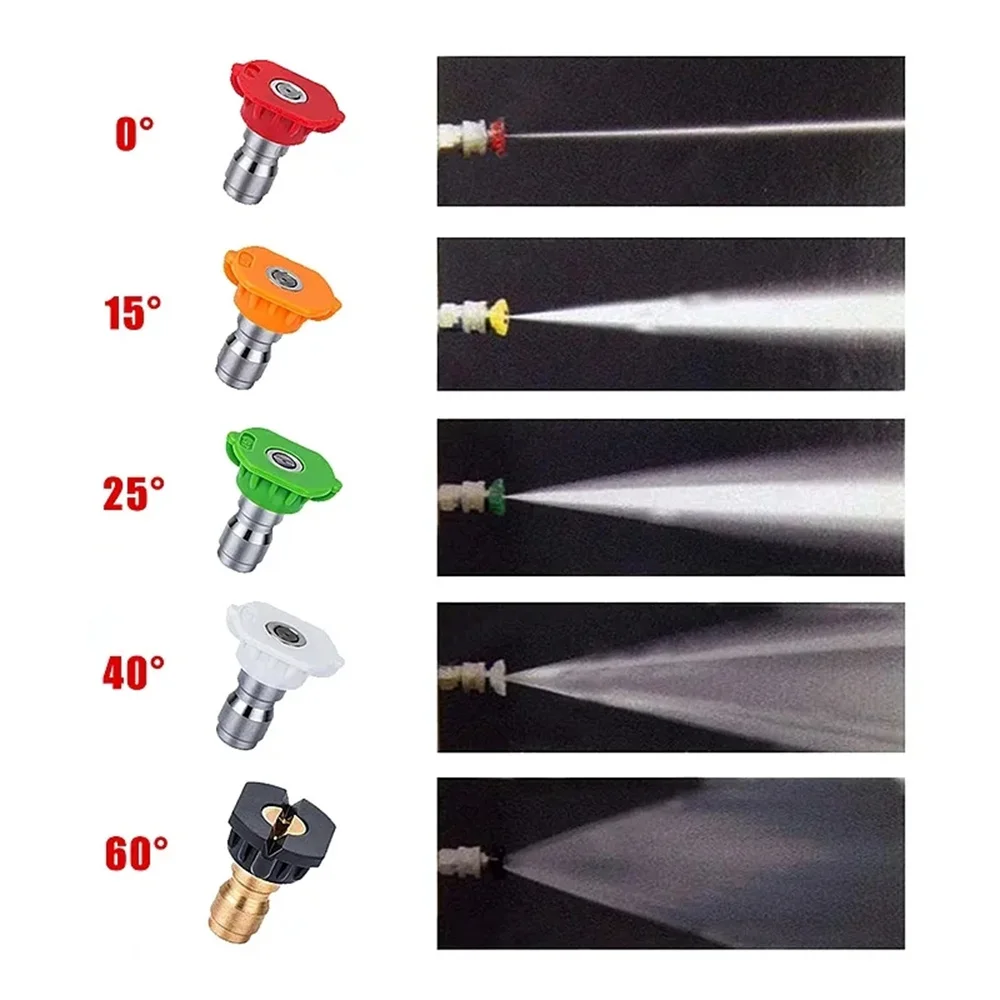5 PCS High Pressure Washer Spray Nozzles Variety Degrees Quick Connect Tip NEW