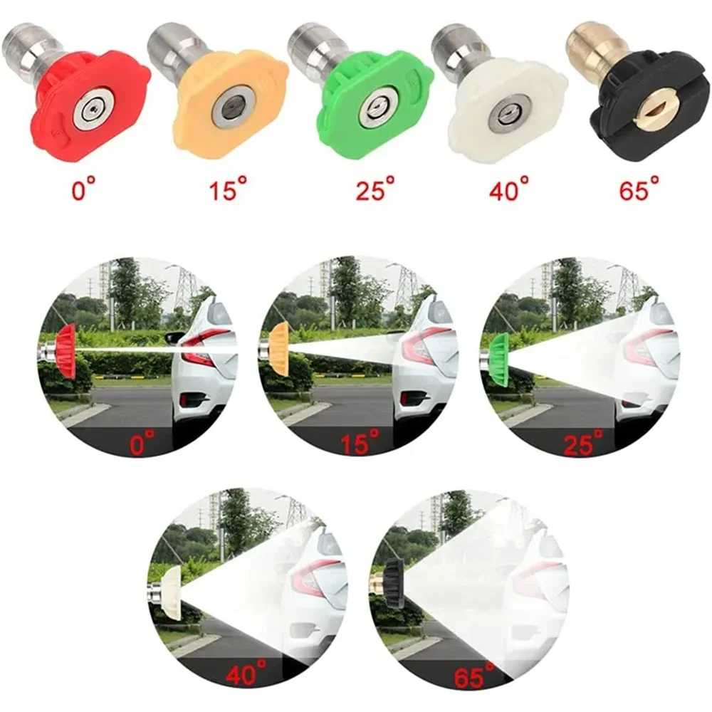 5 PCS High Pressure Washer Spray Nozzles Variety Degrees Quick Connect Tip NEW