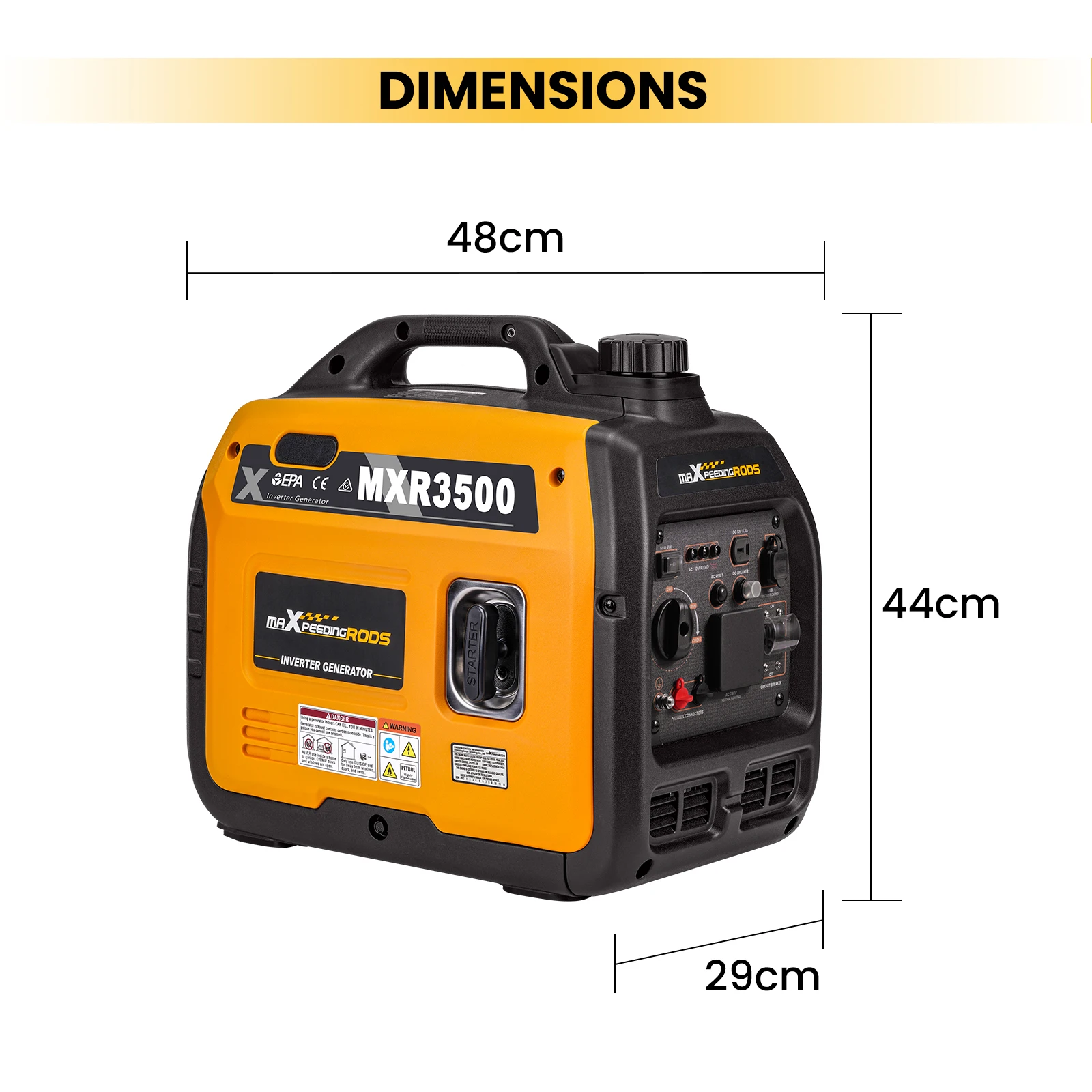 Portable Inverter Generator 3.5KW MAX Petrol Compact Quiet 58dB Sine Wave