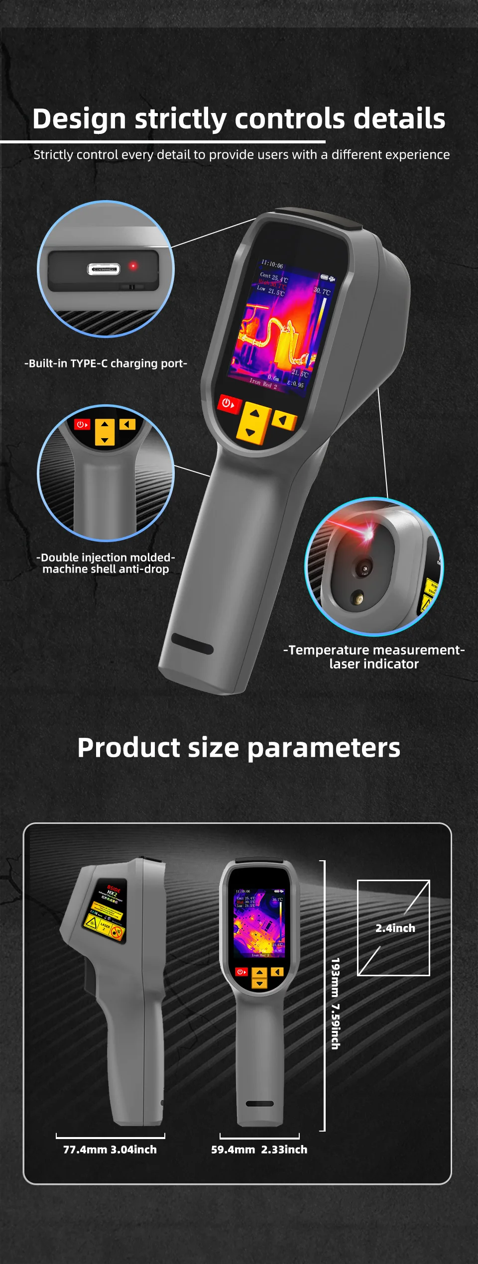 BSIDE 320*240 Thermal Imager HX2 NEW Camera Laser Thermographic HD Resolution For Circuit PCB Repair Pipeline Detection Medical