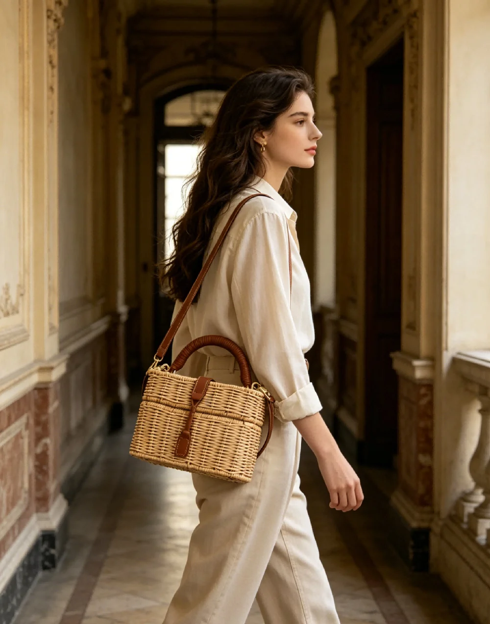 Handmade Summer Straw Bag Women Rattan Box Shoulder Travel Vacation Beach High Quality Square Purse
