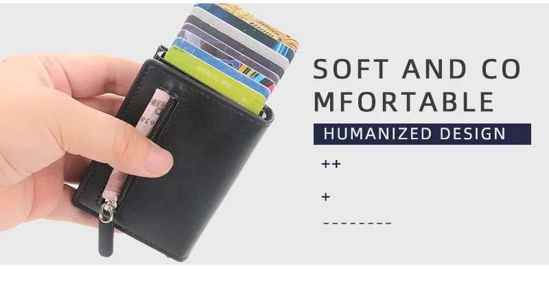 Pop Up Credit Card Holder Wallets Men Slim Rfid Blocking CardHolder Wallet for Men Card Money Bag Purse PU Leather Short Wallets
