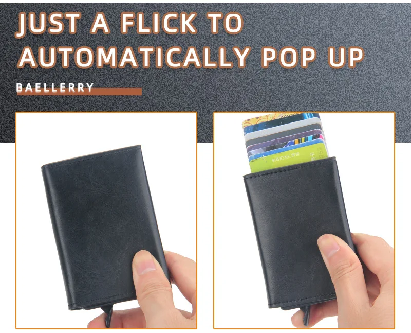 Pop Up Credit Card Holder Wallets Men Slim Rfid Blocking CardHolder Wallet for Men Card Money Bag Purse PU Leather Short Wallets