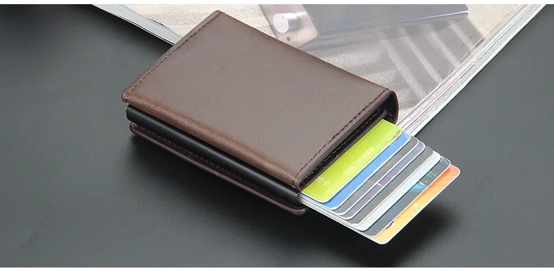 Pop Up Credit Card Holder Wallets Men Slim Rfid Blocking CardHolder Wallet for Men Card Money Bag Purse PU Leather Short Wallets