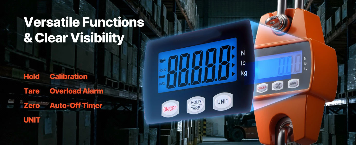 SucceBuy 660 lbs/300 kg Digital Crane Scale Portable Handheld Hanging Scale with LCD Display & Hook for Farm Hunting Fishing